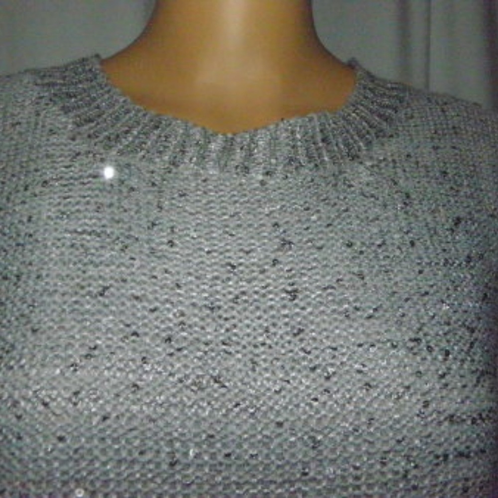 Over sized silver gray Top with sequin Detail - Picture 3 of 8